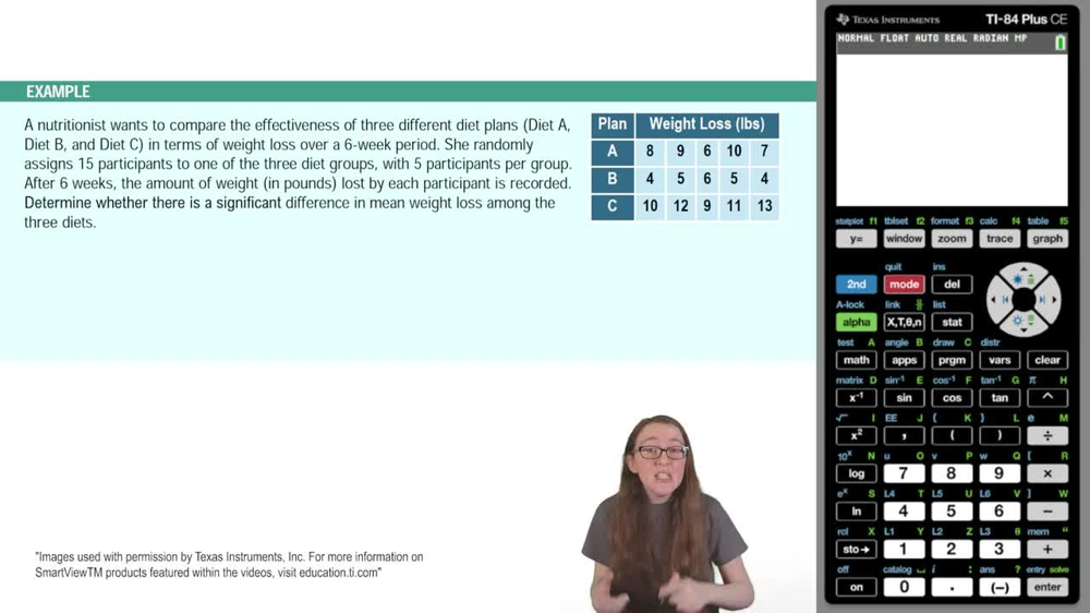 ANOVA Test Using TI-84 Example 1