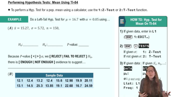 Performing Hypothesis Tests: Means Using TI-84