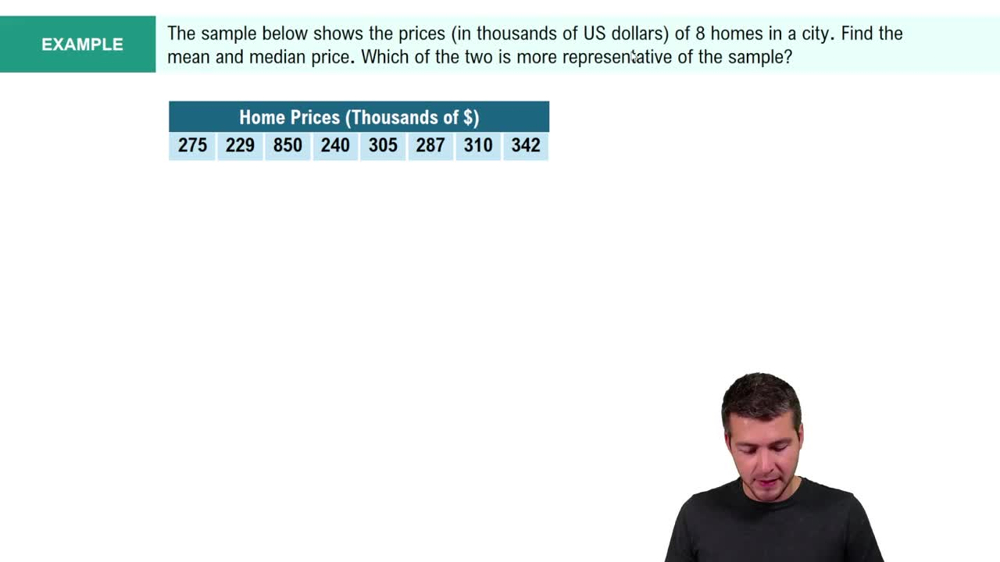 Comparing Mean vs. Median Example 2