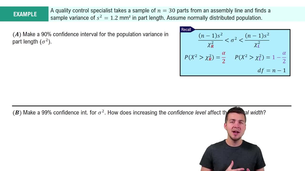 Constructing Confidence Intervals for Variance or Standard Deviation Example 1