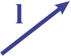 Vector illustration showing a blue arrow labeled "l" pointing diagonally upward to the right.