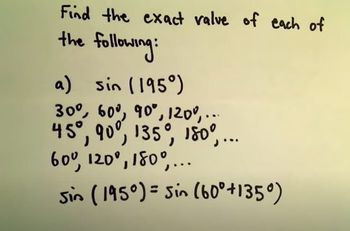 Sum and Difference Identities for Sine and Cosine, More Examples #1