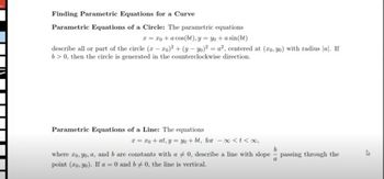 Finding parametric equations for a curve