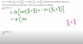 Trig: Product and quotient of two complex numbers in polar form