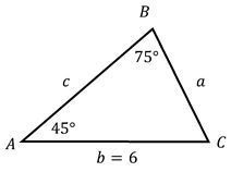 A triangle with two known angles and one side