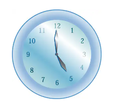 Clock showing time at 4:58 with hour and minute hands forming a smaller angle.