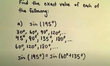 Sum and Difference Identities for Sine and Cosine, More Examples #3
