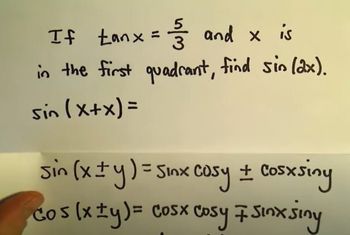 Using the Sum and Difference Identities for Sine, Cosine and Tangent, Ex 2