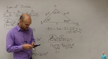 Using the law of sines to solve a triangle with SSA - One Triangle