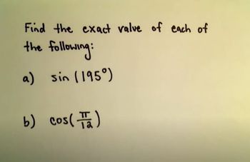 Sum and Difference Identities for Sine and Cosine, Example 2