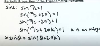 Periodic properties of the trigonometric functions