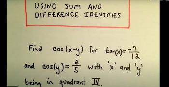 Sum and Difference Identities for Sine and Cosine