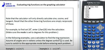 Evaluating Trig Functions on a Calculator