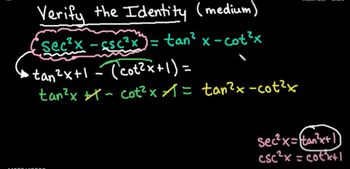 Verify the Trig Identity - Uses Pythagorean Identities