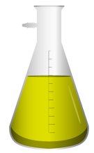 Erlenmeyer flask with yellow liquid