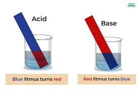 Litmus paper color change in acids and bases