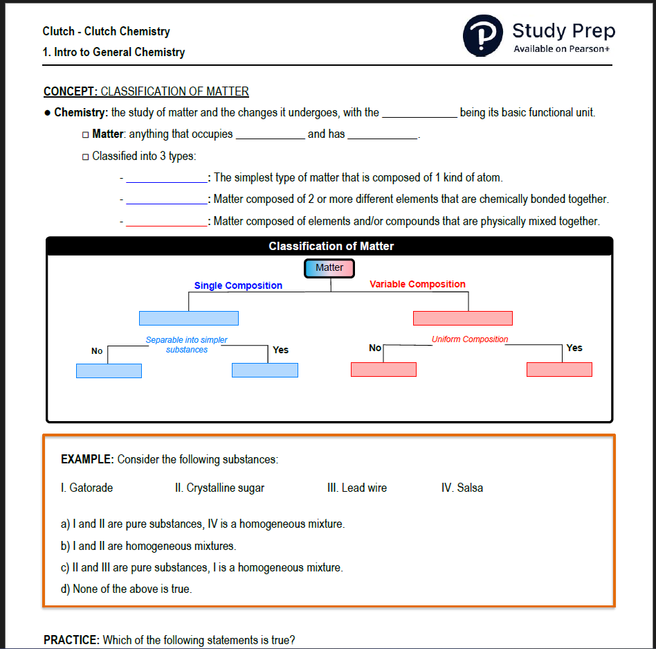 Classification of Matter flowchart