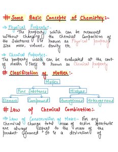 Handwritten classification of matter chart