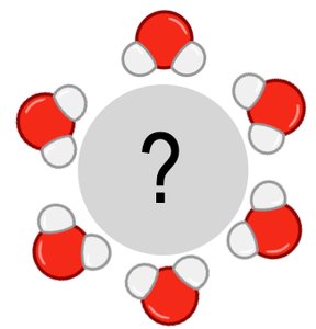 Water molecules forming a hydration shell around a solute